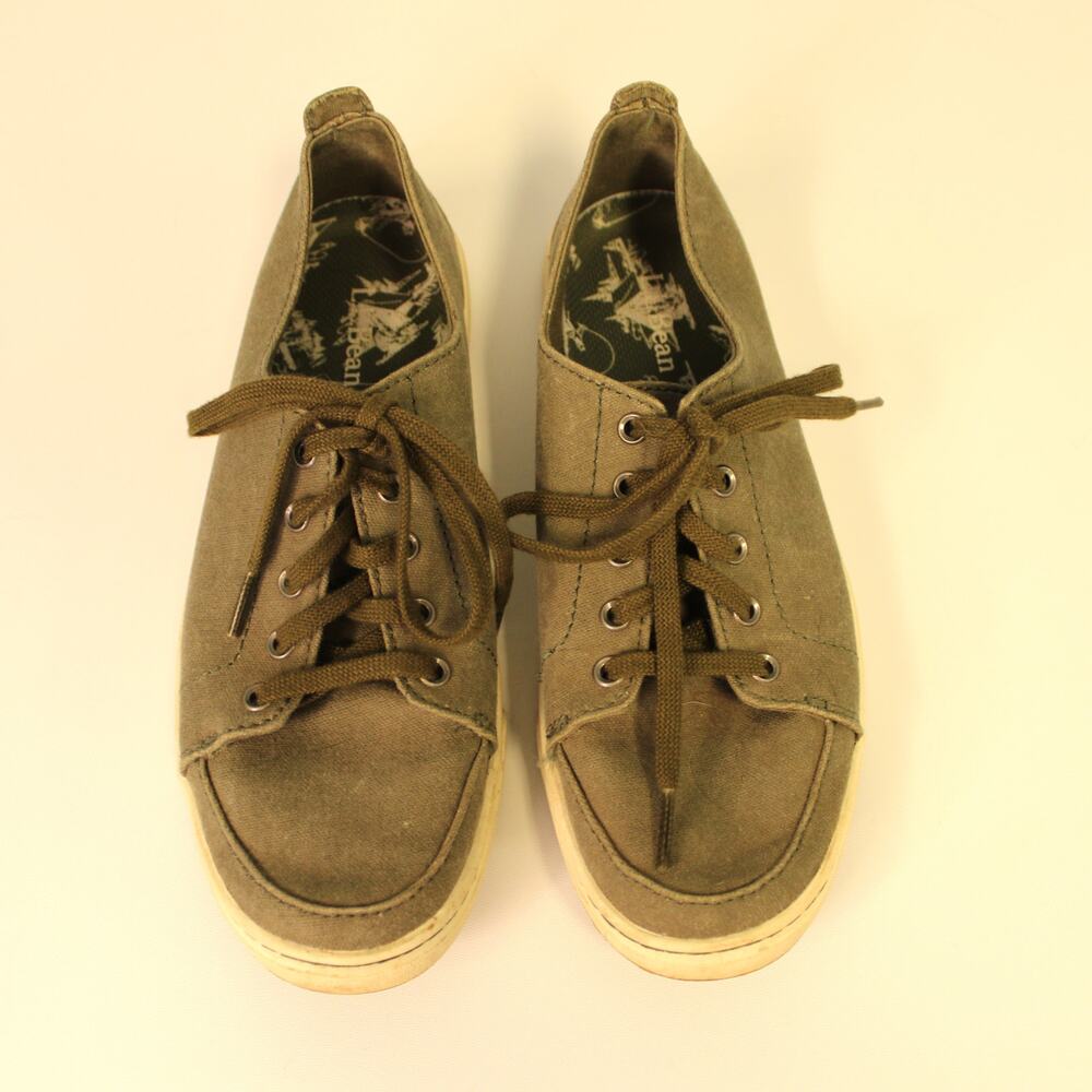 LL Bean Campside Oxford Lace Up Shoe olive Green Women's Size 8 Free Ship